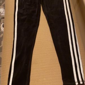 Girls size L/G size 14 Black with white stripes velour leggings